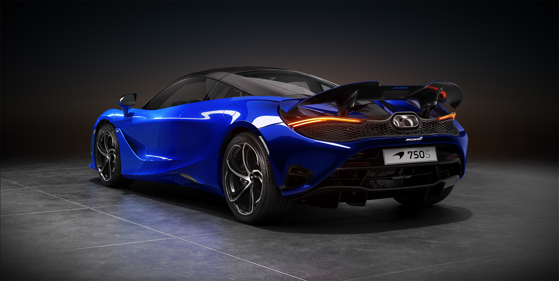 Blue Spectrum Theme MSO McLaren 750S - rear side view.