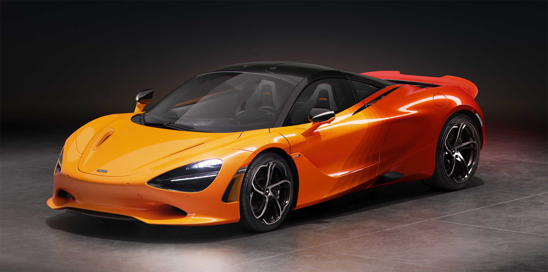 Orange Spectrum Theme MSO McLaren 750S - front side view.