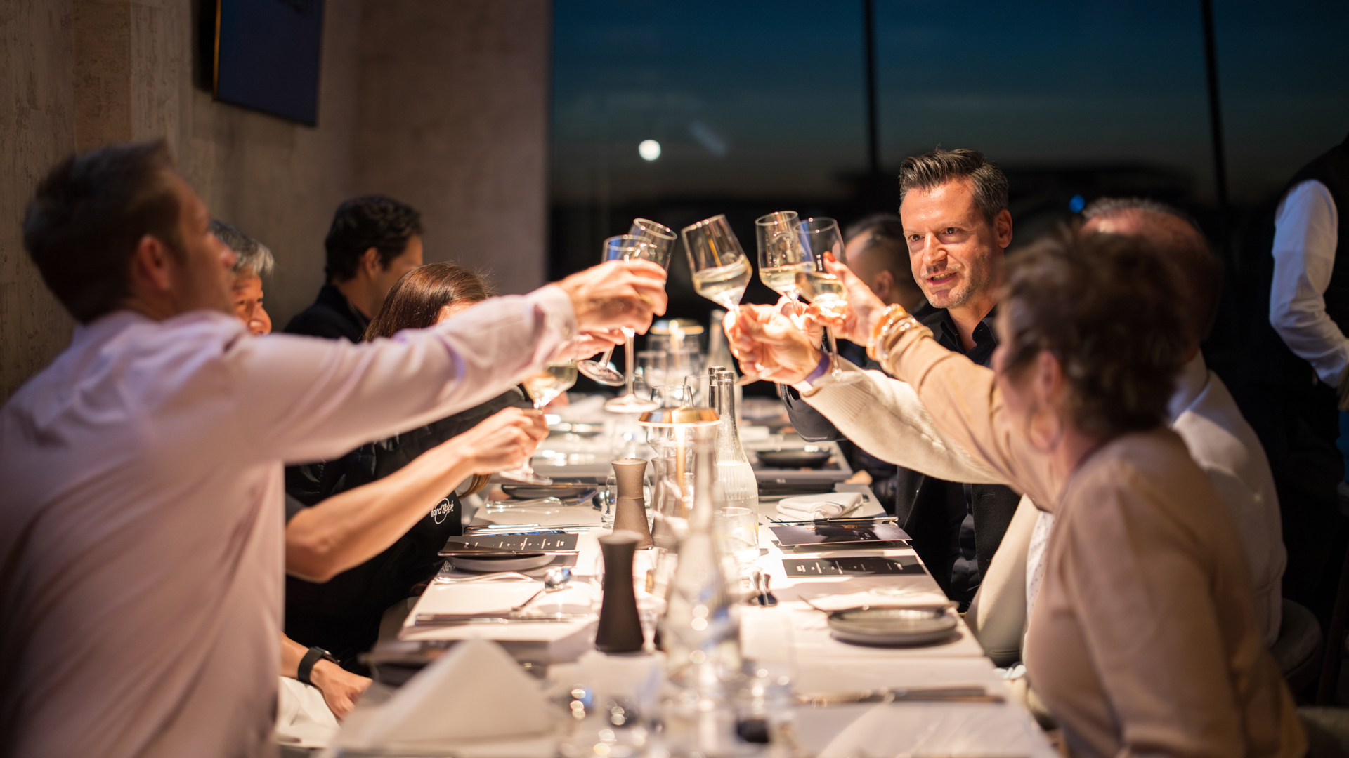 McLaren Silverstone participants enjoying a luxury meal.
