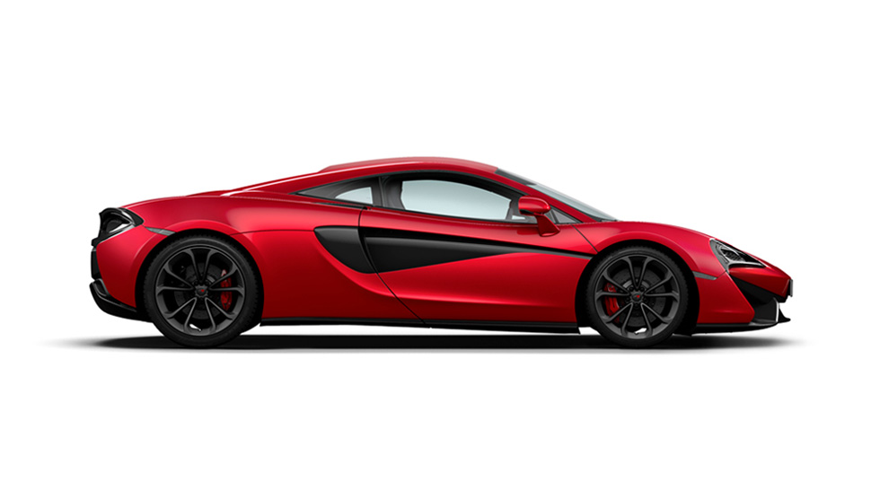 Side view of a red McLaren 540C, shown on a white background.
