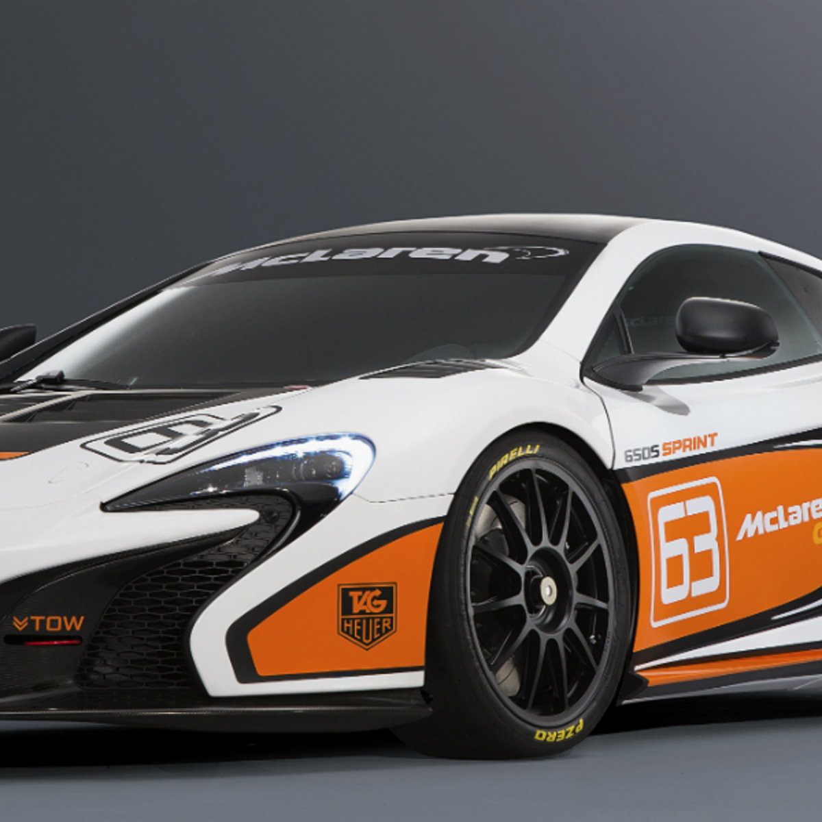 White, orange and black McLaren 650S Sprint.