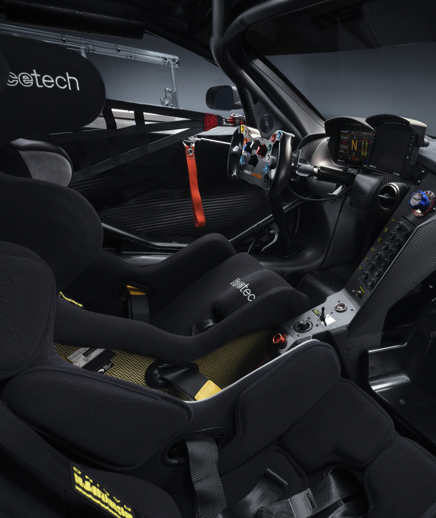McLaren 720S GT3X rollcage interior.