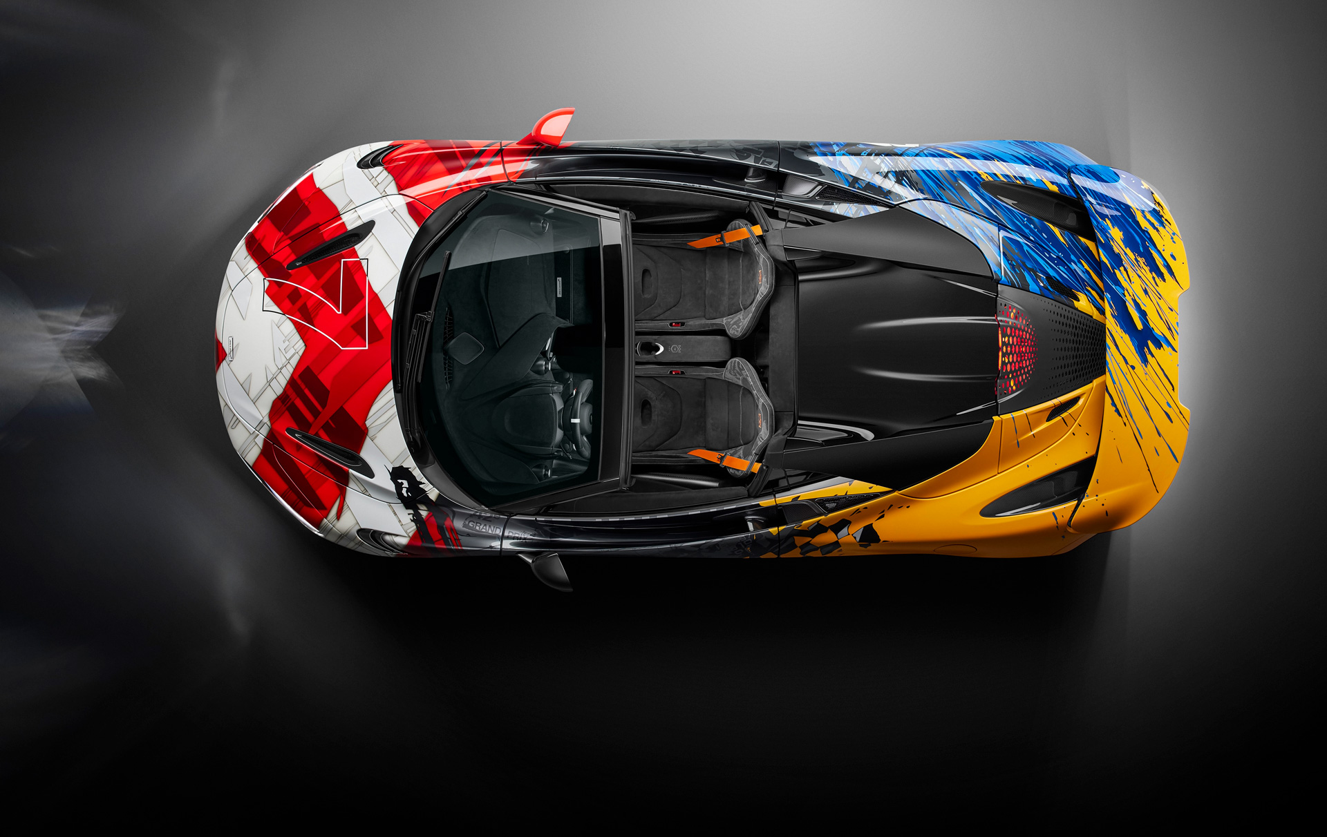 Top view of Mclaren 750S with 3-7-59 theme.